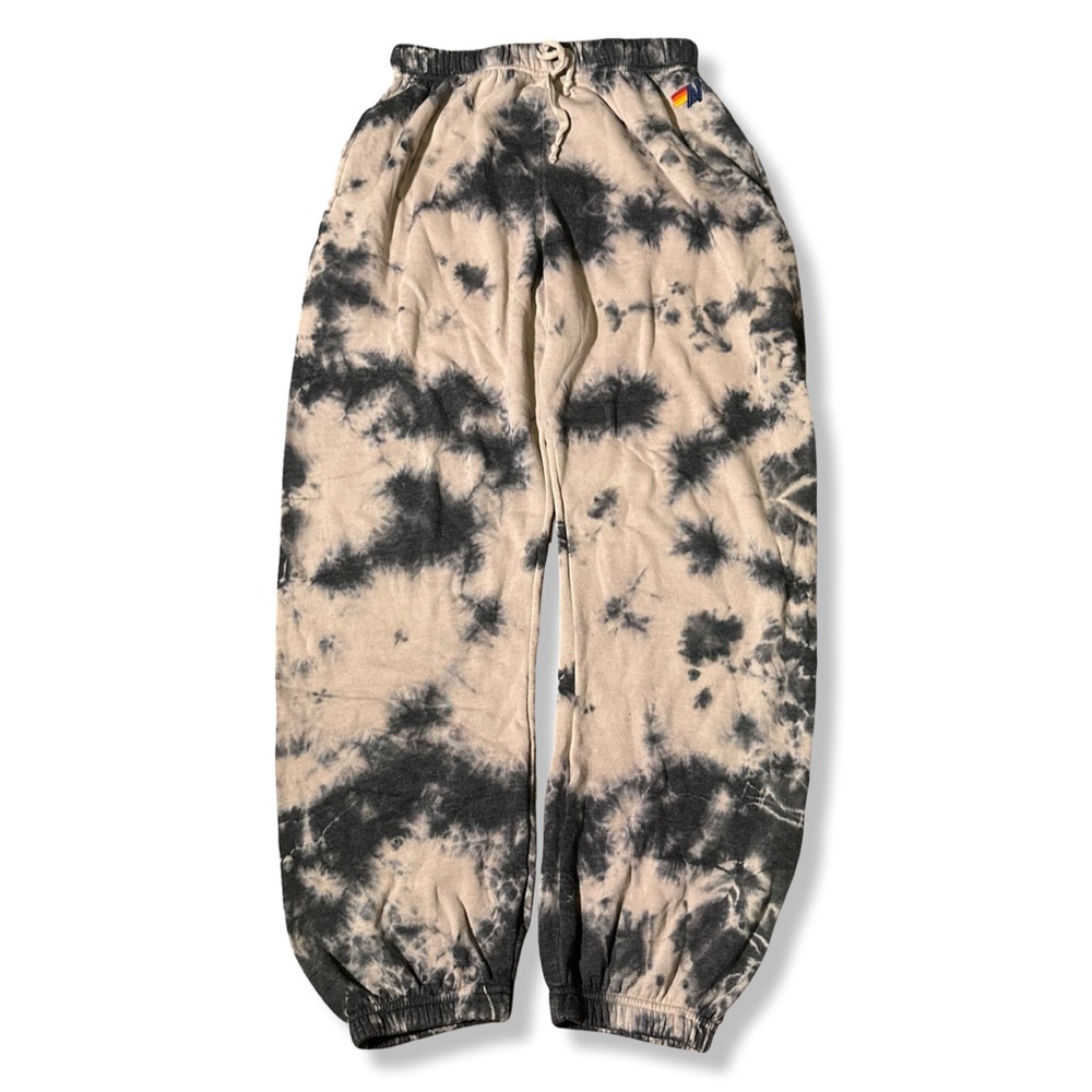 Aviator Nation Black & Cream Tie-Dye Joggers